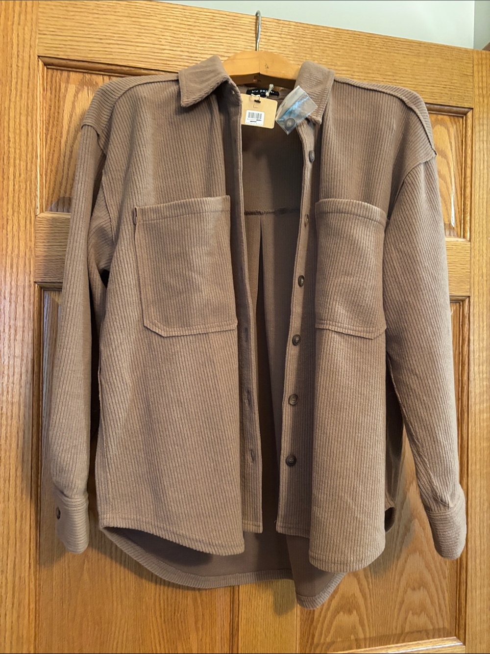 Lightweight Corduroy Shirt Jacket - Taupe
